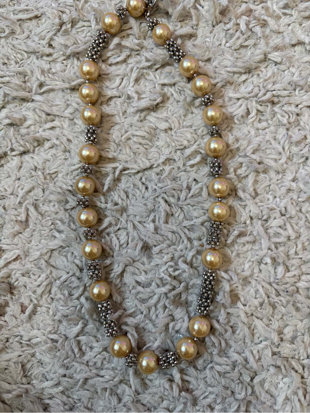 Faux Pearl Silver Tone Toggle Clasp Statement Necklace - Women Jewelry